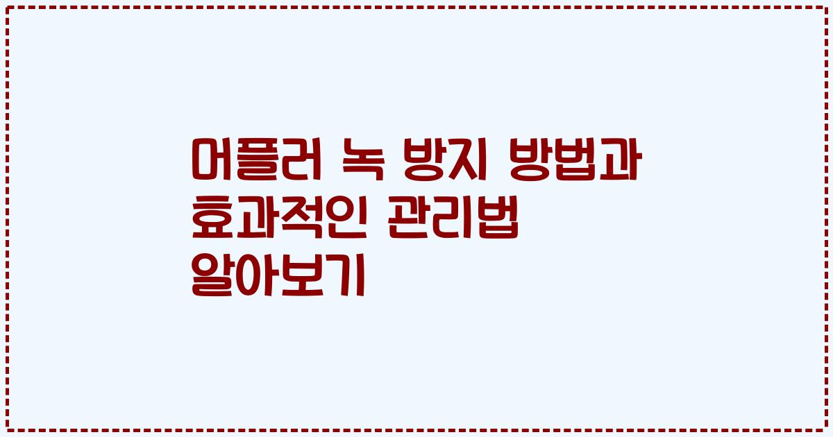 머플러 녹 방지 방법과 효과적인 관리법 알아보기