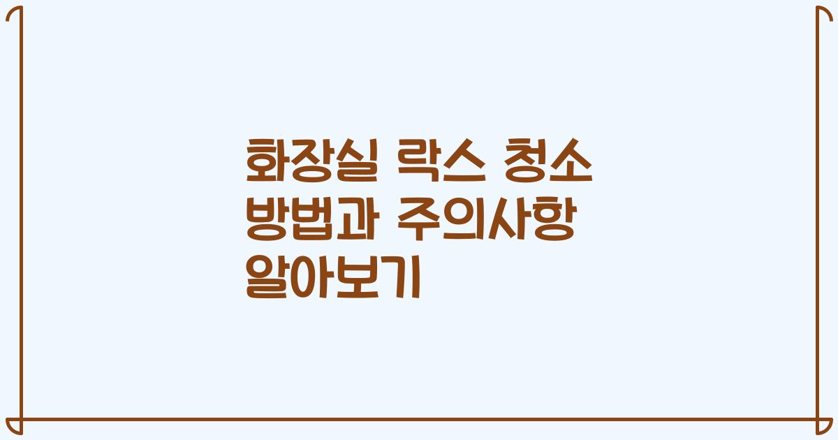 화장실 락스 청소 방법과 주의사항 알아보기